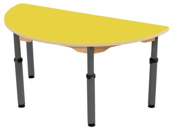 TISCH MIT BESCHICHTETER TISCHPLATTE - HÖHENVERSTELLBAR - Halbrund 120x60 cm