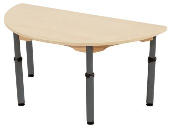TISCH MIT BESCHICHTETER TISCHPLATTE - HÖHENVERSTELLBAR - Halbrund 120x60 cm