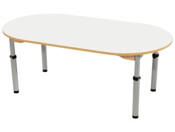 TISCH MIT BESCHICHTETER TISCHPLATTE - HÖHENVERSTELLBAR - Oval 150x80 cm