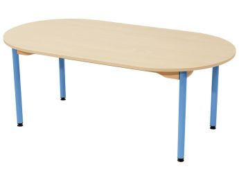 TISCH MIT BESCHICHTETER TISCHPLATTE - METALLFUSSTEIL BLAU - Oval 150x80 cm