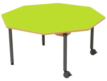 TISCH MIT BESCHICHTETER TISCHPLATTE - METALLFUSSTEIL UND ROLLEN - Achteckig Ø...