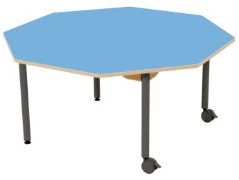TISCH MIT BESCHICHTETER TISCHPLATTE - METALLFUSSTEIL UND ROLLEN - Achteckig Ø...