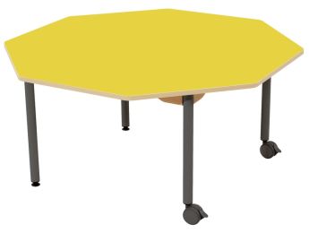 TISCH MIT BESCHICHTETER TISCHPLATTE - METALLFUSSTEIL UND ROLLEN - Achteckig Ø...