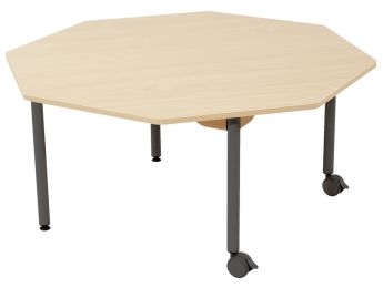 TISCH MIT BESCHICHTETER TISCHPLATTE - METALLFUSSTEIL UND ROLLEN - Achteckig Ø...