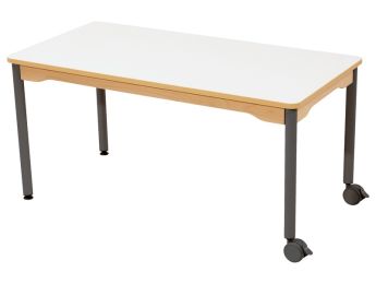 TISCH MIT BESCHICHTETER TISCHPLATTE - METALLFUSSTEIL UND ROLLEN - Rechteckig...