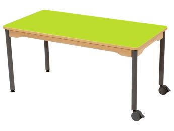 TISCH MIT BESCHICHTETER TISCHPLATTE - METALLFUSSTEIL UND ROLLEN - Rechteckig...