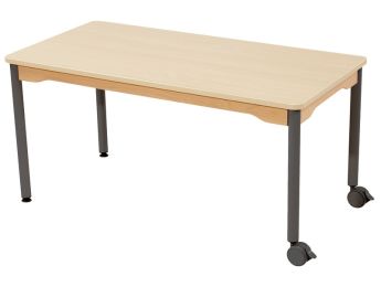 TISCH MIT BESCHICHTETER TISCHPLATTE - METALLFUSSTEIL UND ROLLEN - Rechteckig...