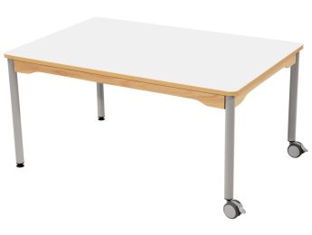 TISCH MIT BESCHICHTETER TISCHPLATTE - METALLFUSSTEIL UND ROLLEN - Rechteckig...