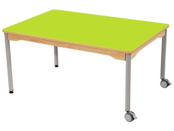TISCH MIT BESCHICHTETER TISCHPLATTE - METALLFUSSTEIL UND ROLLEN - Rechteckig...