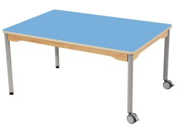 TISCH MIT BESCHICHTETER TISCHPLATTE - METALLFUSSTEIL UND ROLLEN - Rechteckig...