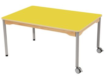 TISCH MIT BESCHICHTETER TISCHPLATTE - METALLFUSSTEIL UND ROLLEN - Rechteckig...