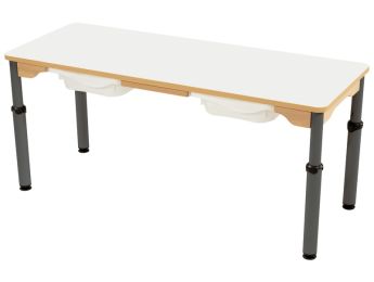 TISCH MIT BESCHICHTETER TISCHPLATTE UND BEHÄLTER - HÖHENVERSTELLBAR -...
