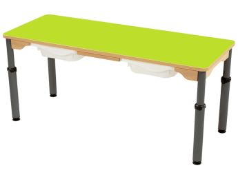 TISCH MIT BESCHICHTETER TISCHPLATTE UND BEHÄLTER - HÖHENVERSTELLBAR -...