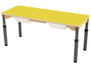TISCH MIT BESCHICHTETER TISCHPLATTE UND BEHÄLTER - HÖHENVERSTELLBAR -...