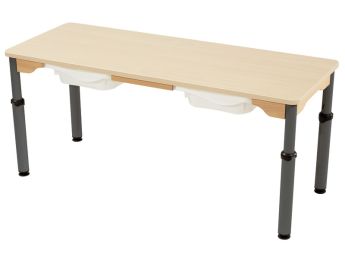 TISCH MIT BESCHICHTETER TISCHPLATTE UND BEHÄLTER - HÖHENVERSTELLBAR -...