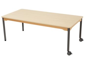 TISCH MIT BESCHICHTETER TISCHPLATTE - METALLFUSSTEIL UND ROLLEN - Rechteckig...