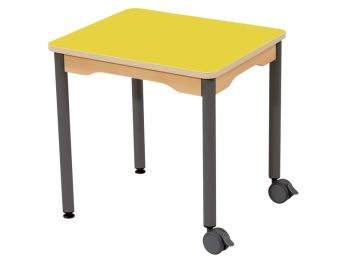 TISCH MIT BESCHICHTETER TISCHPLATTE - METALLFUSSTEIL UND ROLLEN - Rechteckig...