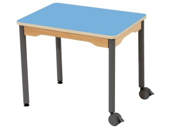TISCH MIT BESCHICHTETER TISCHPLATTE - METALLFUSSTEIL UND ROLLEN - Rechteckig...
