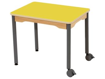 TISCH MIT BESCHICHTETER TISCHPLATTE - METALLFUSSTEIL UND ROLLEN - Rechteckig...