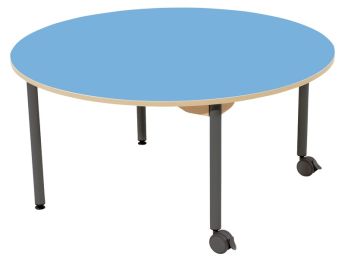 TISCH MIT BESCHICHTETER TISCHPLATTE - METALLFUSSTEIL UND ROLLEN - Rund Ø 120 cm