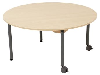 TISCH MIT BESCHICHTETER TISCHPLATTE - METALLFUSSTEIL UND ROLLEN - Rund Ø 120 cm