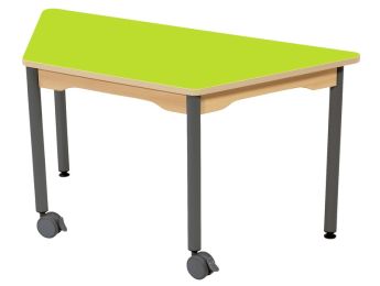 TISCH MIT BESCHICHTETER TISCHPLATTE - METALLFUSSTEIL UND ROLLEN - Trapezform