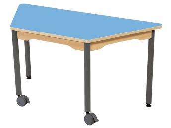 TISCH MIT BESCHICHTETER TISCHPLATTE - METALLFUSSTEIL UND ROLLEN - Trapezform