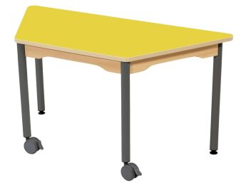 TISCH MIT BESCHICHTETER TISCHPLATTE - METALLFUSSTEIL UND ROLLEN - Trapezform