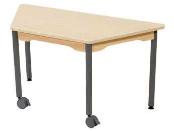 TISCH MIT BESCHICHTETER TISCHPLATTE - METALLFUSSTEIL UND ROLLEN - Trapezform