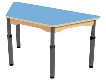 TISCH MIT BESCHICHTETER TISCHPLATTE - HÖHENVERSTELLBAR - Trapezform