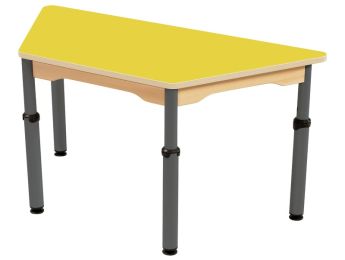 TISCH MIT BESCHICHTETER TISCHPLATTE - HÖHENVERSTELLBAR - Trapezform