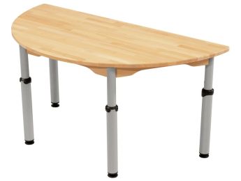 TISCH AUS MASSIVER BUCHE NATURE - HÖHENVERSTELLBAR - Halbrund 120x60 cm