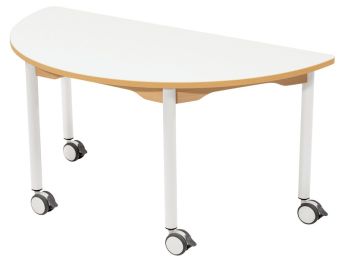 TABLE PLATEAU EFFAÇABLE - PIÉTEMENT À  ROULETTES - Demi-rond 120x60 cm