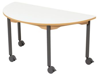 TABLE PLATEAU EFFAÇABLE - PIÉTEMENT À  ROULETTES - Demi-rond 120x60 cm