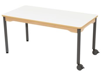 TISCH MIT ABWISCHBARER PLATTE - METALLFUSSTEIL UND RÄDER - Rechteckig 120x60 cm