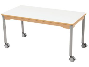 TABLE PLATEAU EFFAÇABLE - PIÉTEMENT À  ROULETTES - Rectangle 120x60 cm