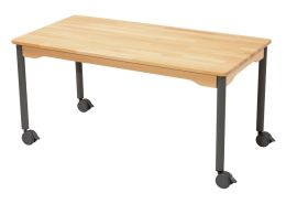 SOLID BEECH TABLE – LEGS WITH CASTORS – 120x60 cm rectangle