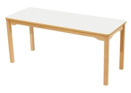 LAMINATED TABLE TOP – WOODEN LEGS – 130x50 cm rectangle