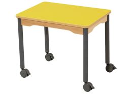 LAMINATED TABLE TOP – LEGS WITH CASTORS – 70x50 cm rectangle