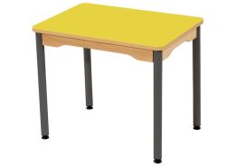TABLE PLATEAU STRATIFIÉ - PIÉTEMENT MÉTAL GRIS - Rectangle 70x50 cm