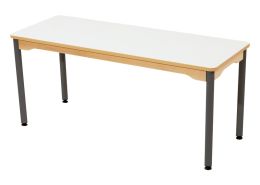 LAMINATED TABLE TOP – GREY METAL LEGS – 130x50 cm rectangle