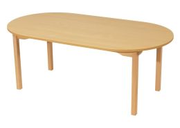 TABLE PLATEAU STRATIFIÉ - PIÉTEMENT EN BOIS - Ovale 150x80 cm
