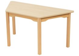 MELAMINE TABLE TOP – WOODEN LEGS – 120x60 cm trapezium