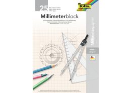 BLOK MILLIMETERPAPIER 21x29,7 cm - 25 vellen