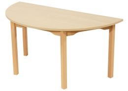 MELAMINE TABLE TOP – WOODEN LEGS – 120x60 cm semi-circle