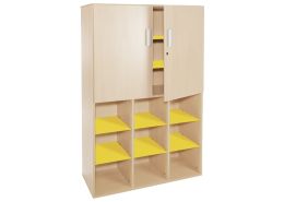 MELAMINE COATED CABINET H: 162 cm - L: 105 cm Top doors, 9 shelves