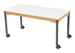 TABLE PLATEAU STRATIFIÉ - PIÉTEMENT À ROULETTES - Rectangle 120x60 cm