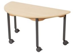 LAMINATED TABLE TOP – LEGS WITH CASTORS – 120x60 cm semi-circle