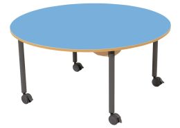 TABLE PLATEAU STRATIFIÉ - PIÉTEMENT À ROULETTES - Rond Ø 120 cm