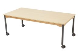 TABLE PLATEAU STRATIFIÉ - PIÉTEMENT À ROULETTES - Rectangle 160x80 cm